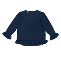 Kinder UV-Langarmshirt mit Knöpfen am Kragen – Blau (UPF 50)
