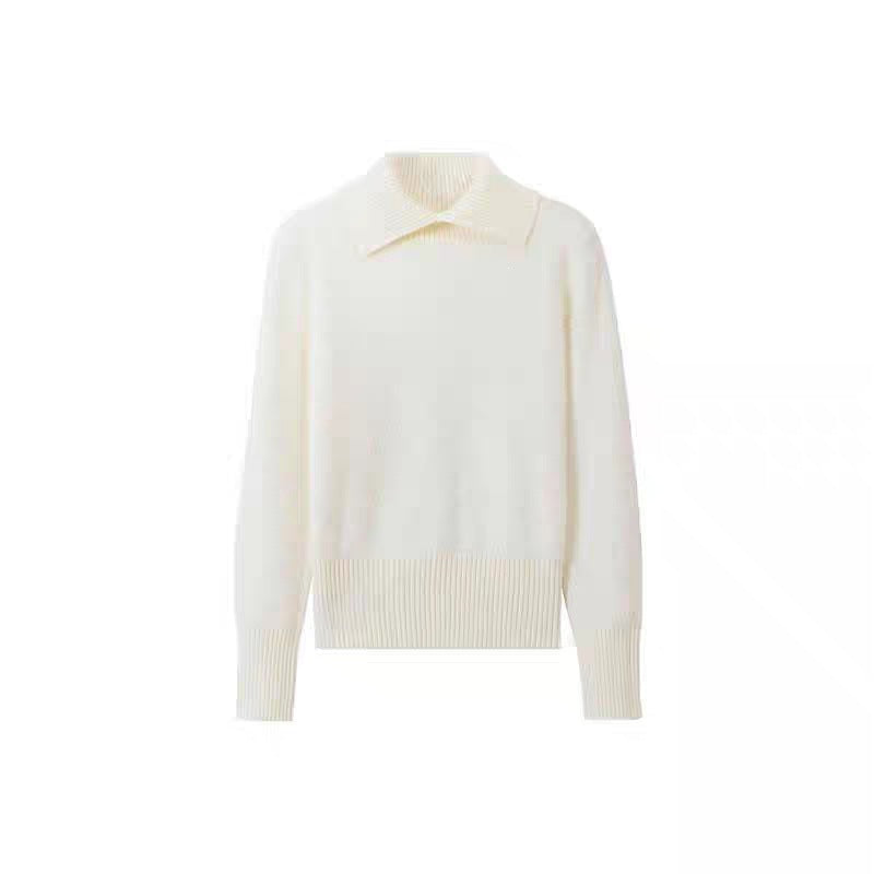Damen Strickpullover mit Umlegekragen – Warm & Bequem