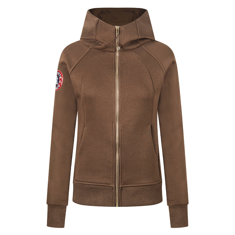 Damen Slim Fit Kapuzen-Sweatjacke – Reissverschluss Hoodie mit Letter-Print