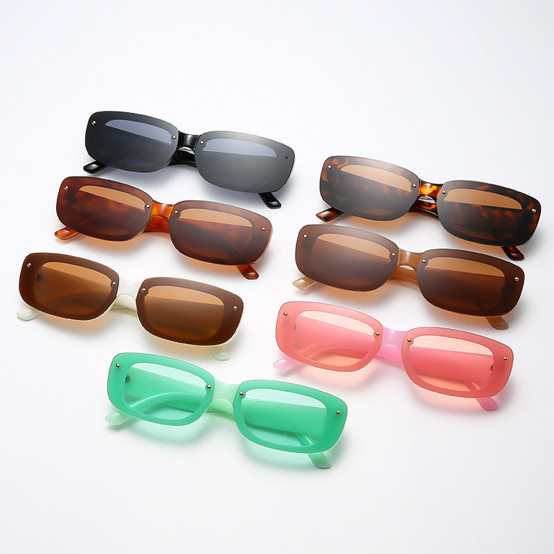 New Fashion Small Frame Square Sunglasses Men And Women Hit Color Glasses Ins Wind Street Shooting Sunglasses
