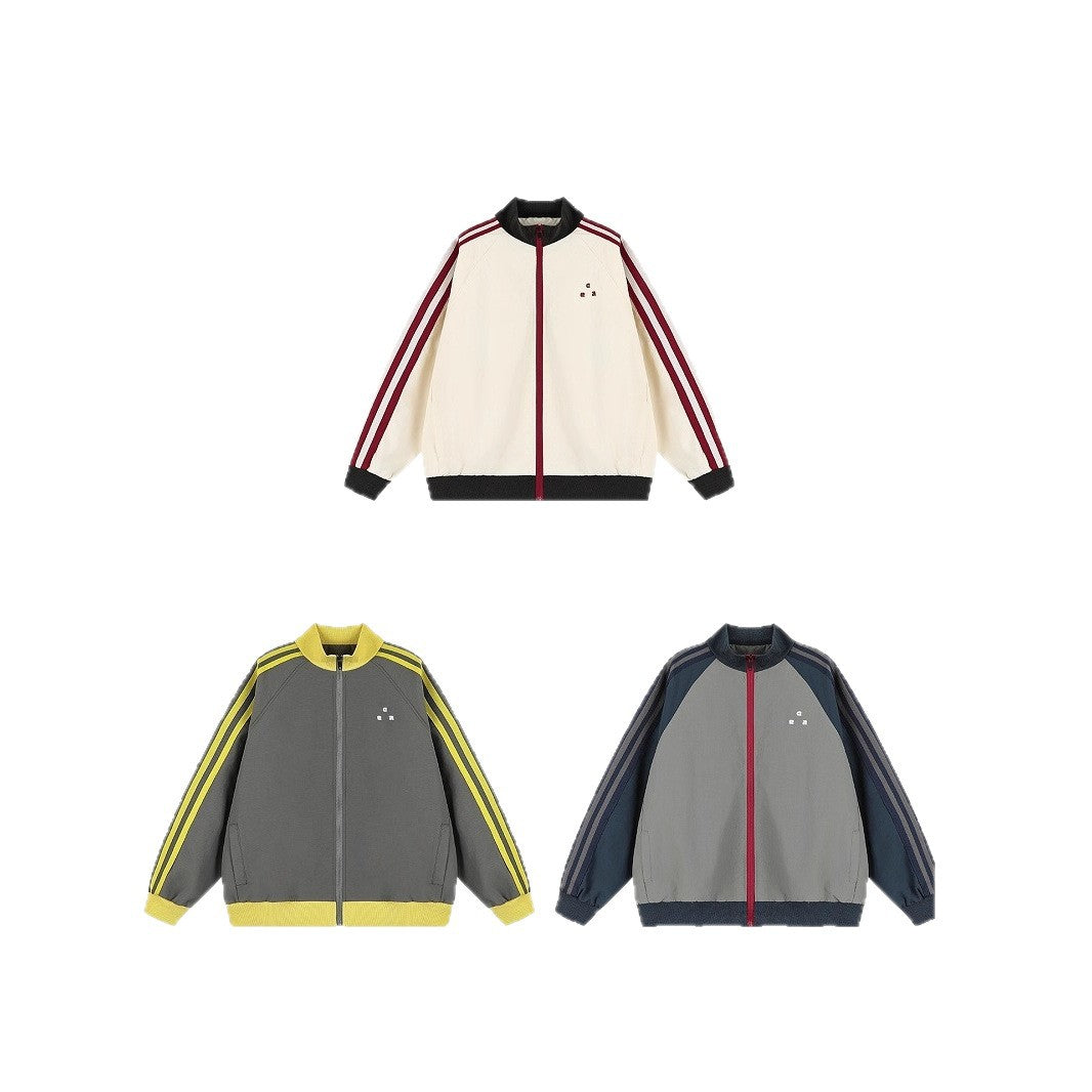 Herren Streifen Colorblock Jacke – Stehkragen Sportjacke Streetwear