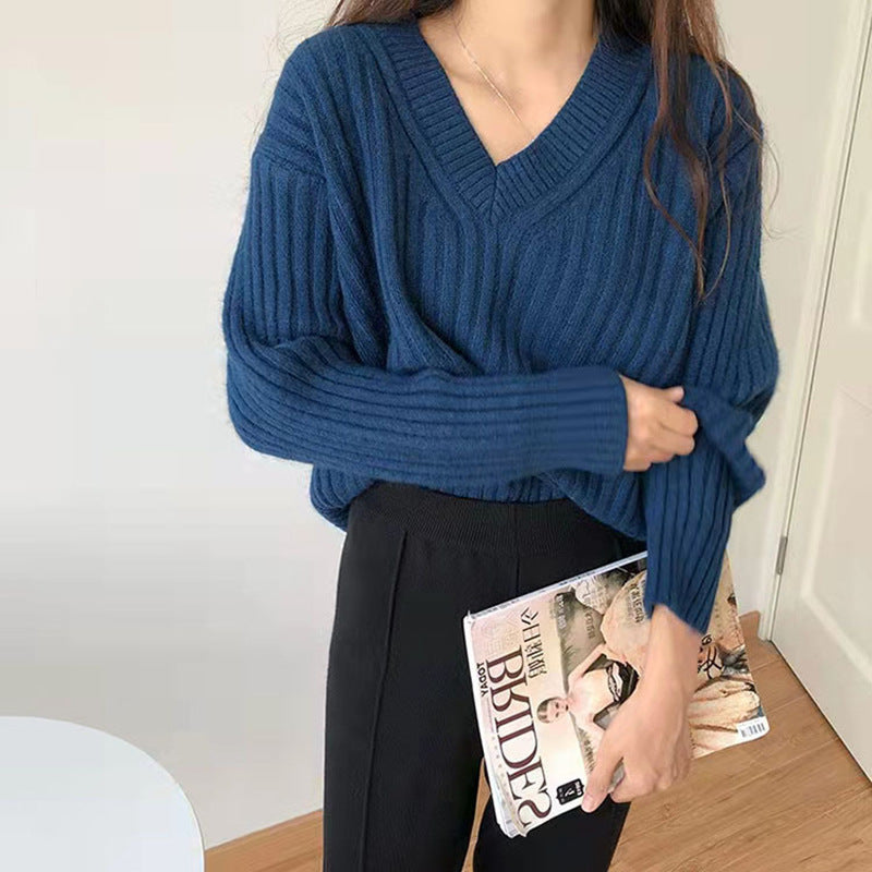 Damen Strickpullover V-Ausschnitt – Locker & Vielseitig