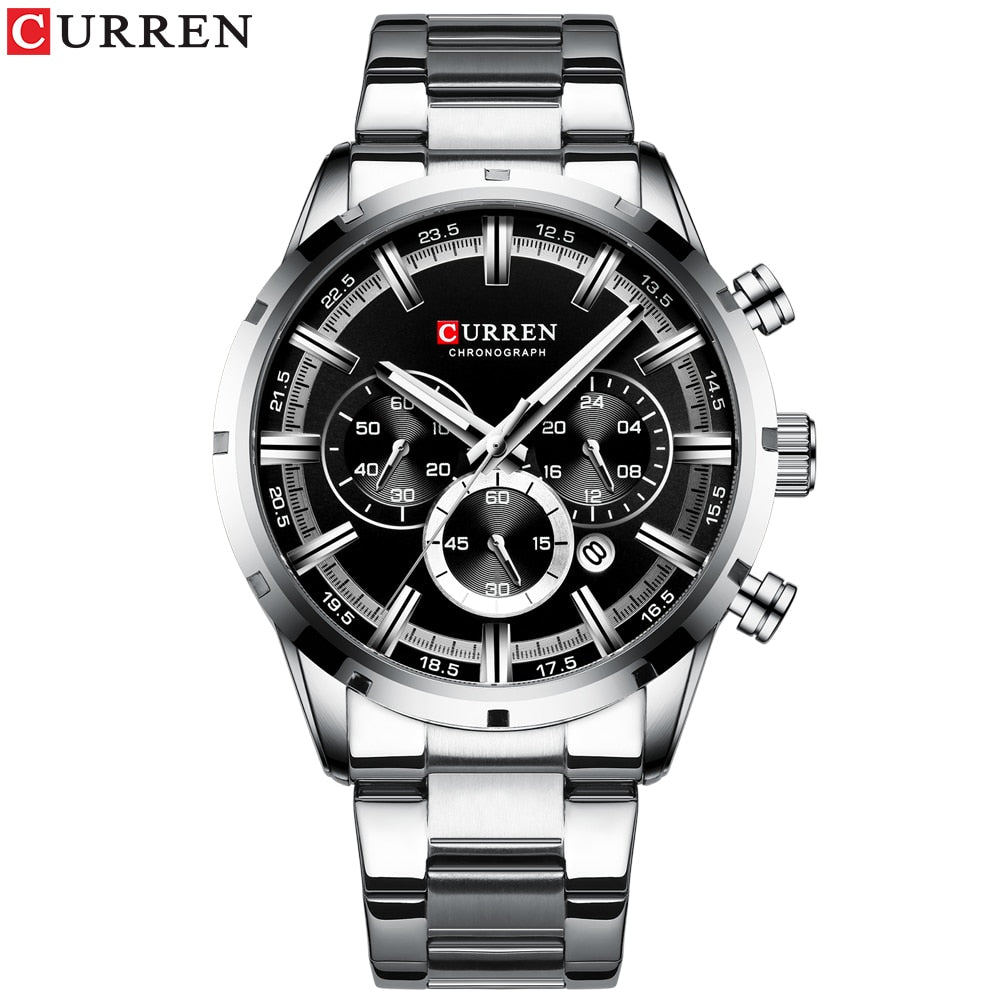 CURREN Herren Chronograph Quarzuhr – Edelstahl Sportuhren