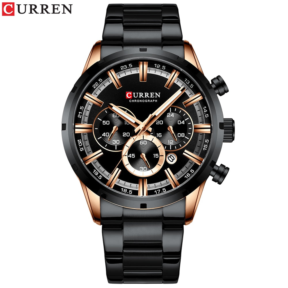 CURREN Herren Chronograph Quarzuhr – Edelstahl Sportuhren