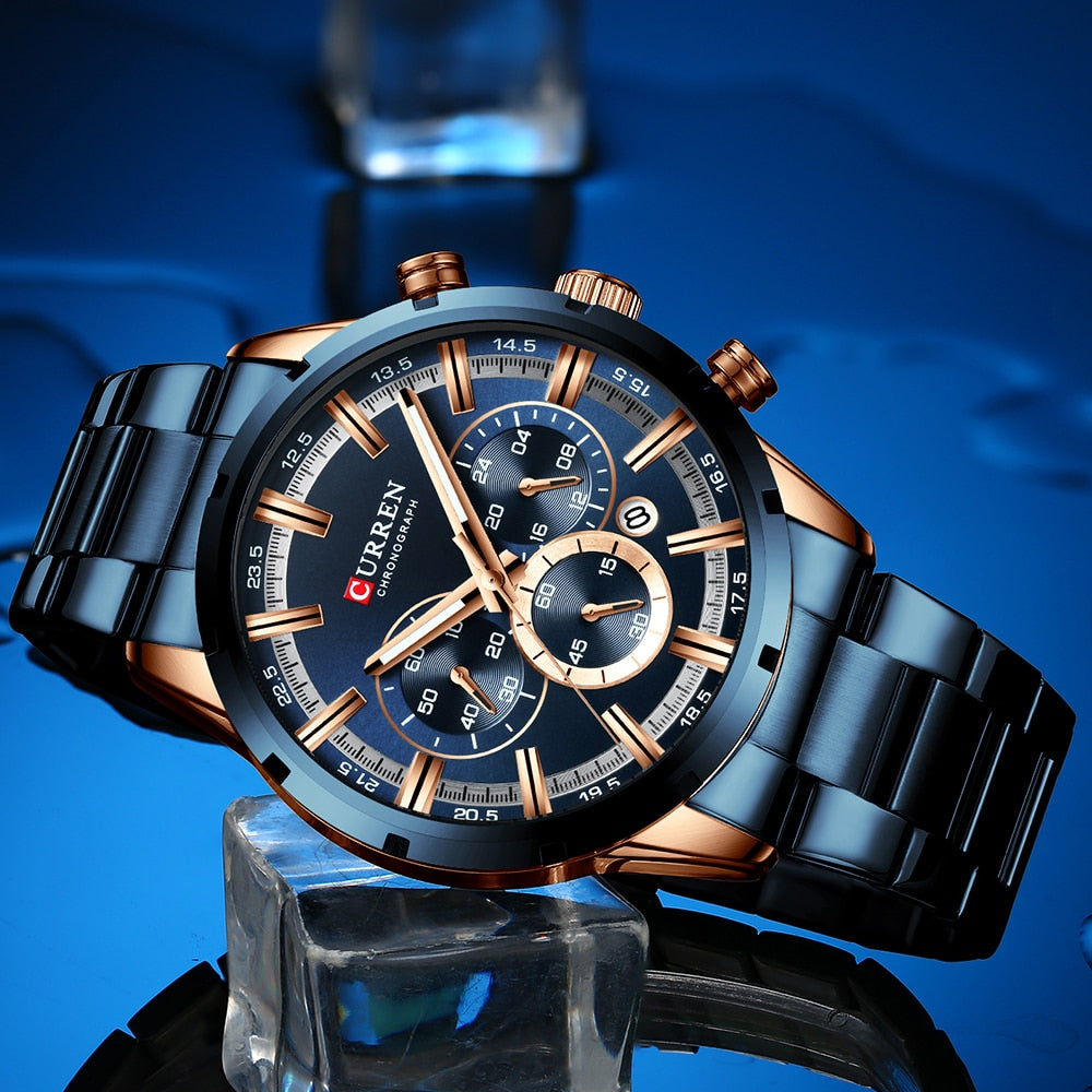 CURREN Herren Chronograph Quarzuhr – Edelstahl Sportuhren