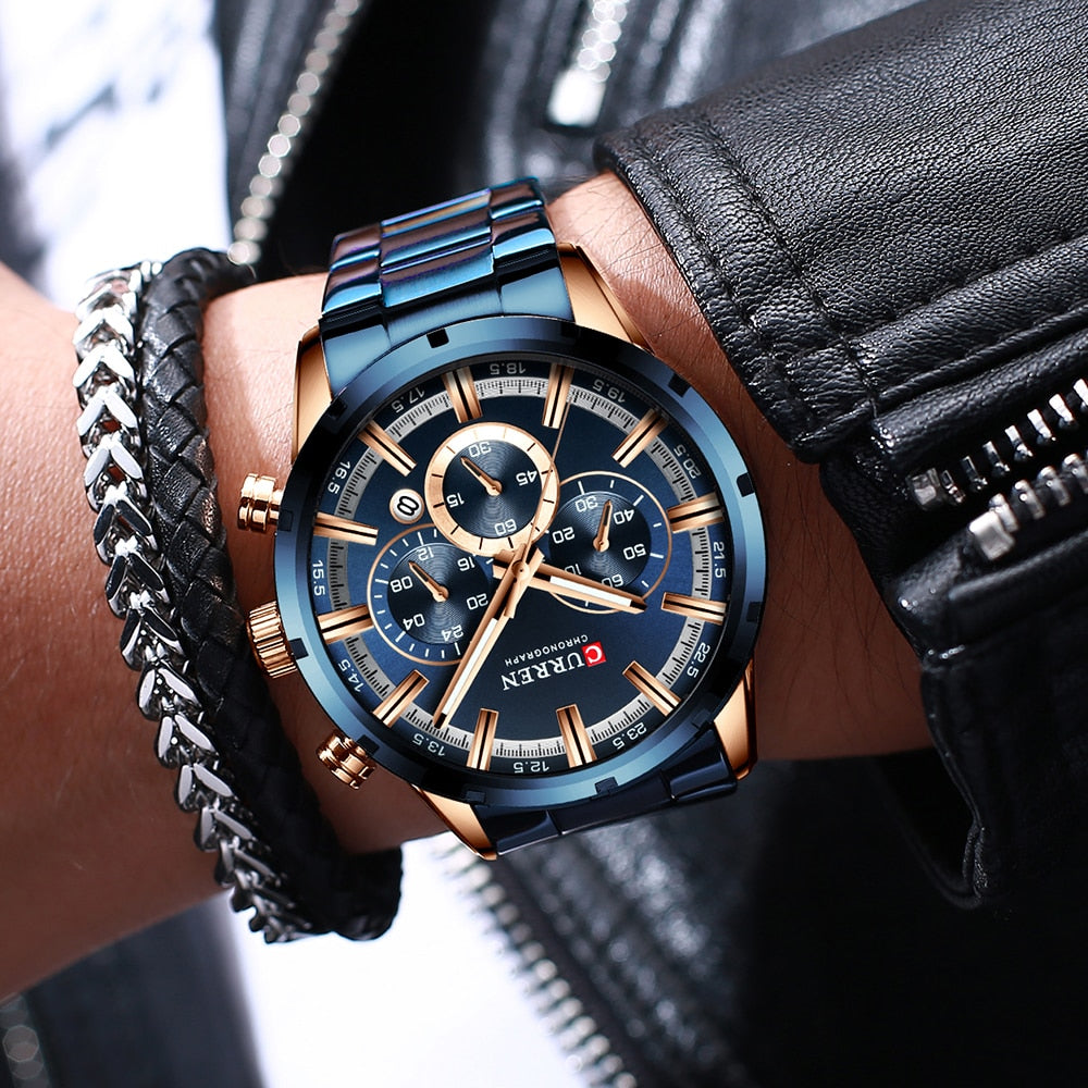 CURREN Herren Chronograph Quarzuhr – Edelstahl Sportuhren