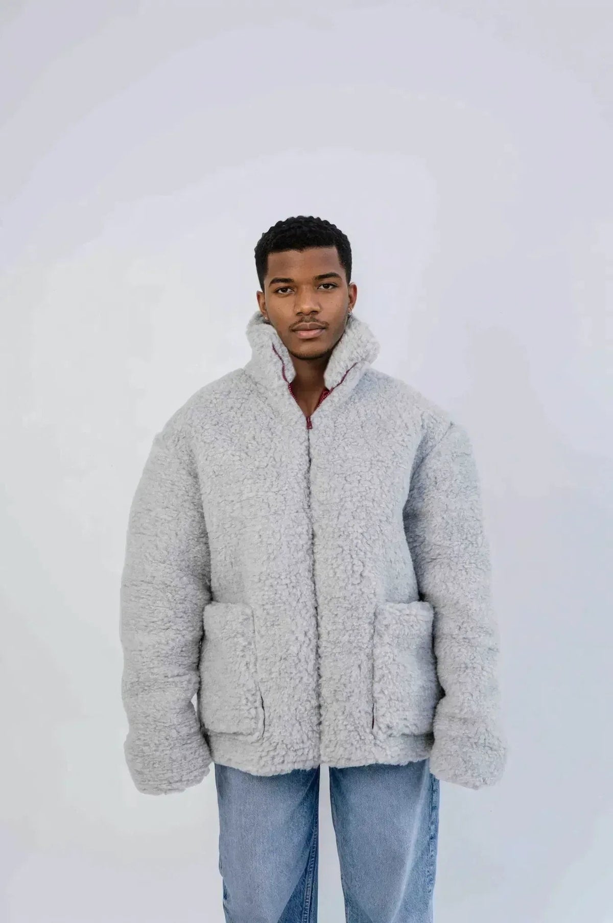 Herren Oversized Woll-Jacke – Weiß