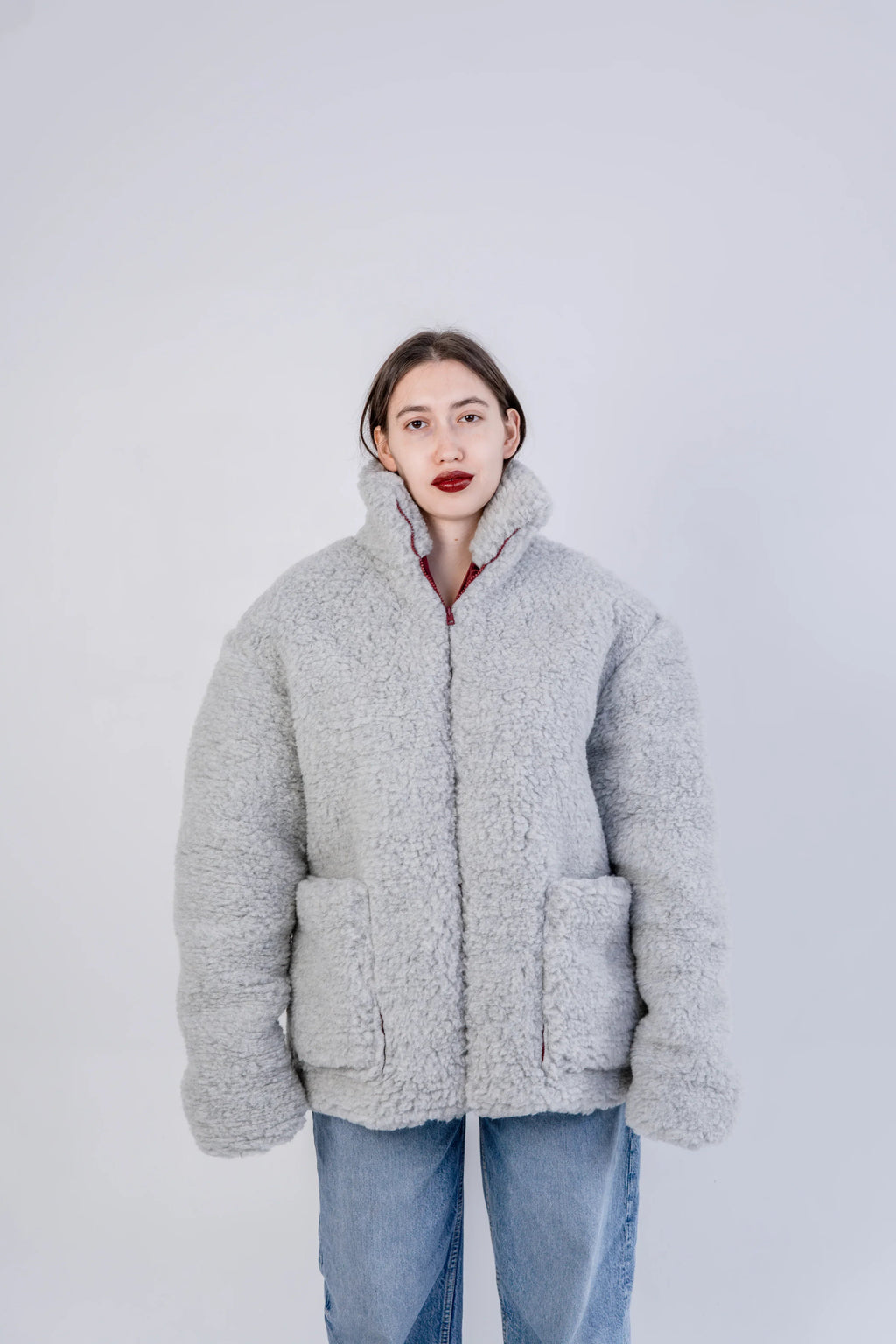 Herren Oversized Woll-Jacke – Weiß