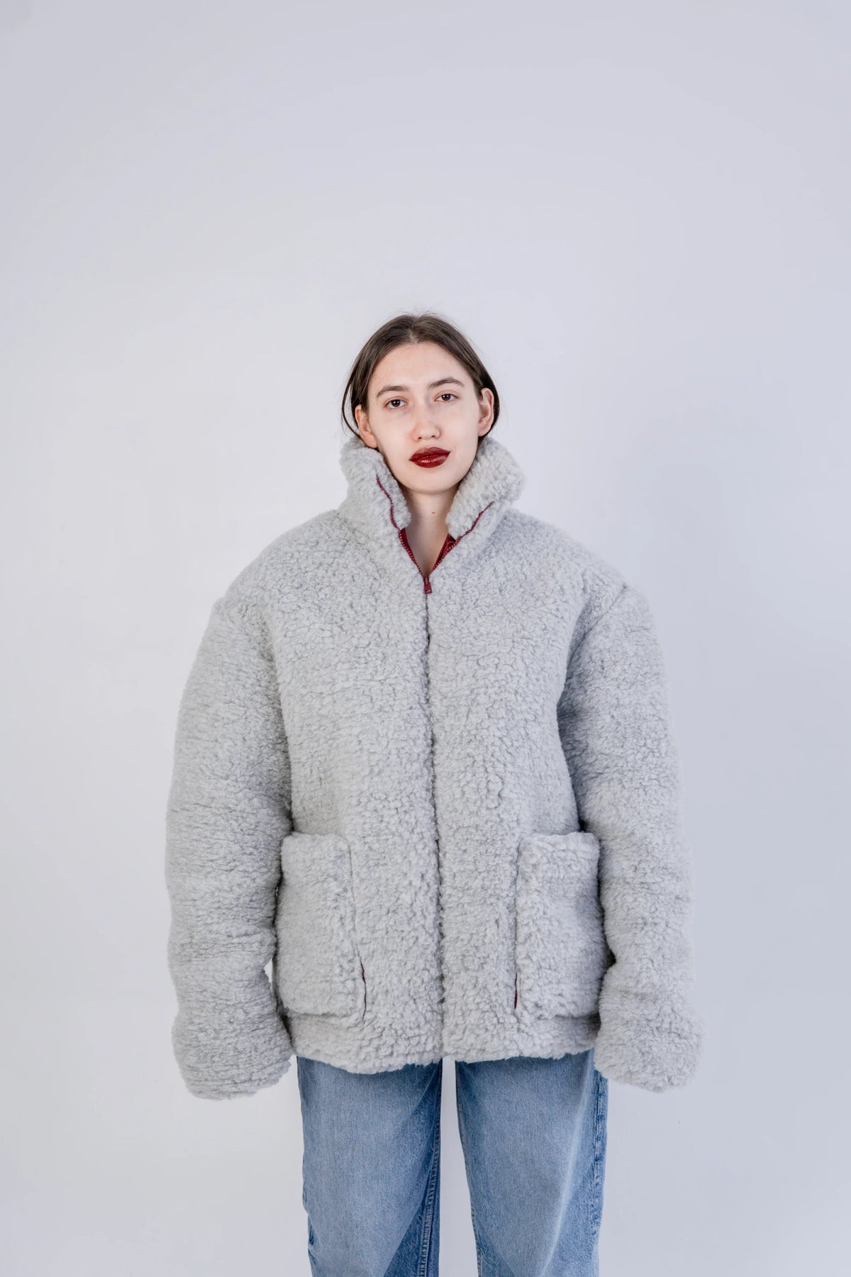 Herren Oversized Woll-Jacke – Weiß