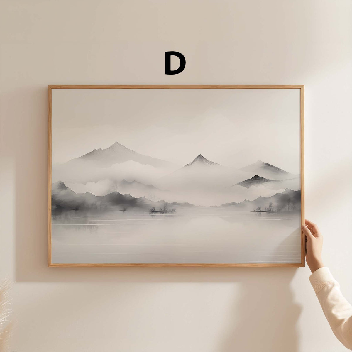 Küstenlandschaft Poster · Geschenkidee · Aquarell Strand Nebelberge Wandkunst · Print ohne Rahmen