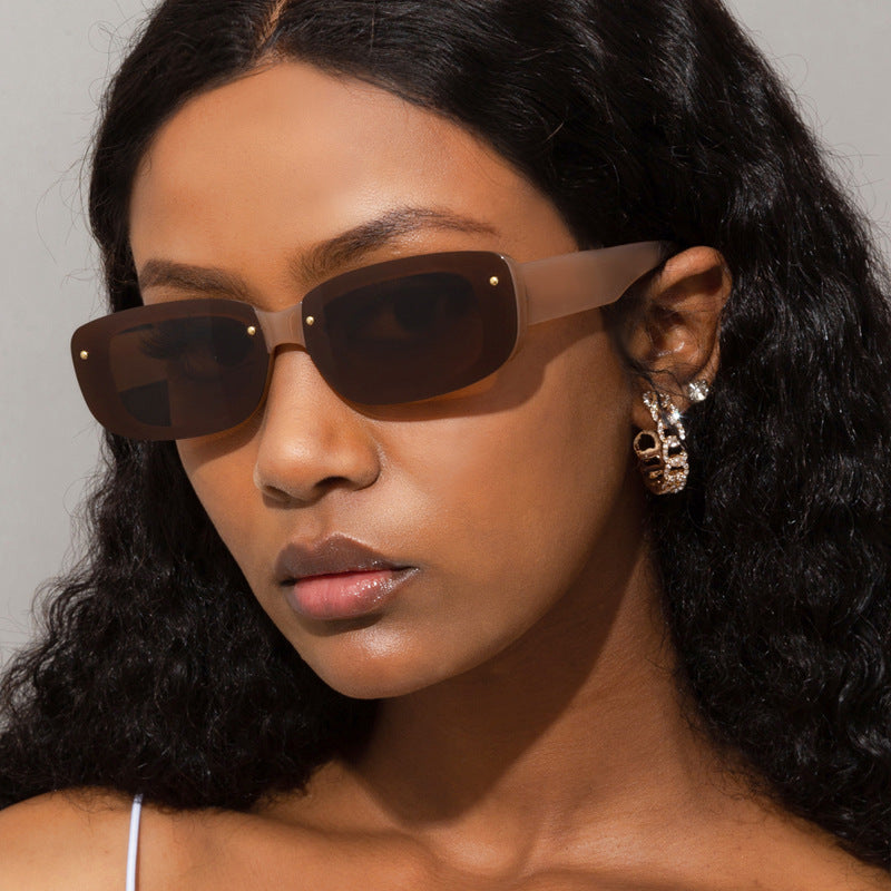 New Fashion Small Frame Square Sunglasses Men And Women Hit Color Glasses Ins Wind Street Shooting Sunglasses