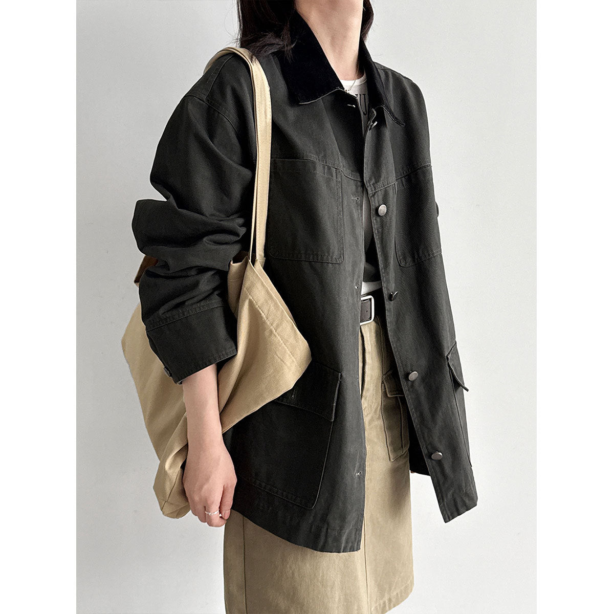Deer West Cordhemdjacke mit Farbblock-Design & Patchwork – Damen Herbstjacke mit großen Taschen