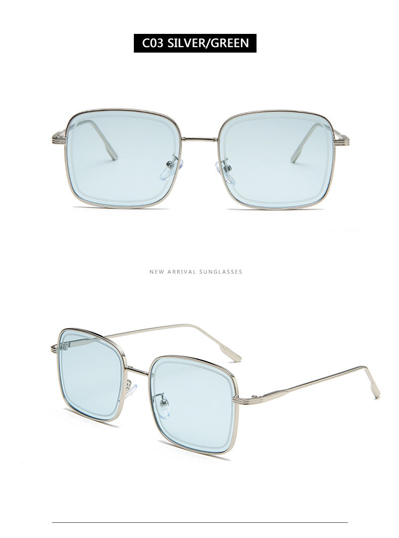 New Korean Style Fashion Metal Square Sunglasses Men And Women Transparent Trend All-Match Sunglasses
