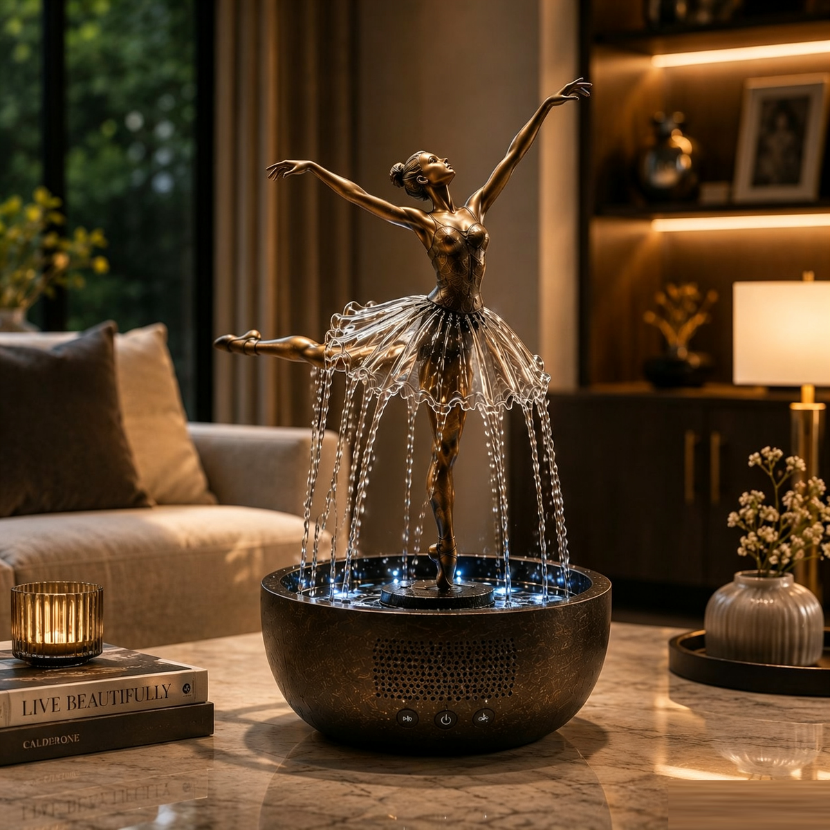 Ballerina Wasserfall Bluetooth Lautsprecher – Deko-Brunnen mit Sound