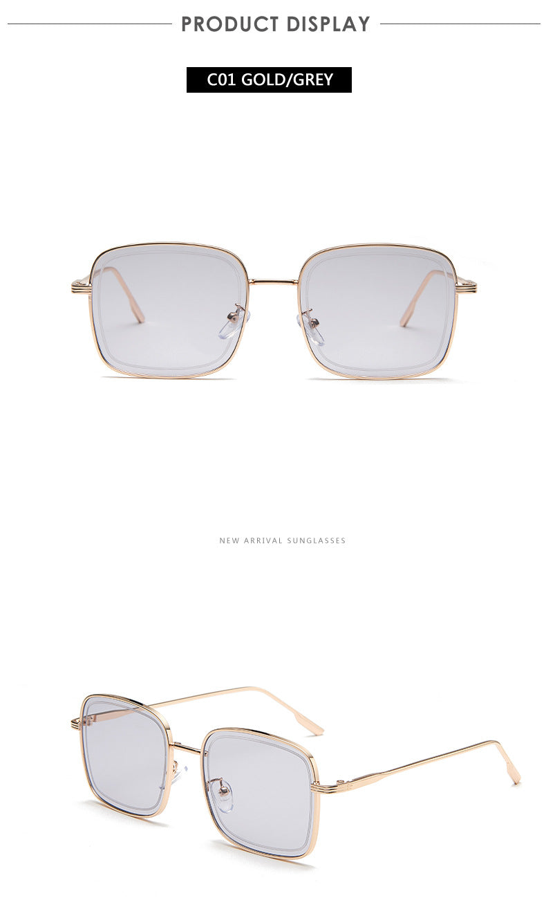 New Korean Style Fashion Metal Square Sunglasses Men And Women Transparent Trend All-Match Sunglasses