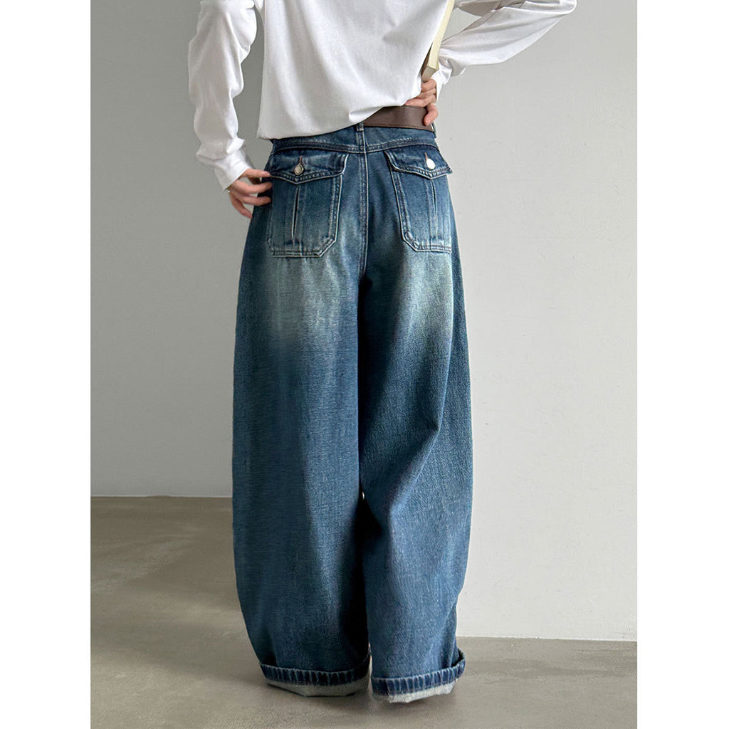 High-Waist Wide-Leg Jeans Damen – Vintage Washed & Zeitlos