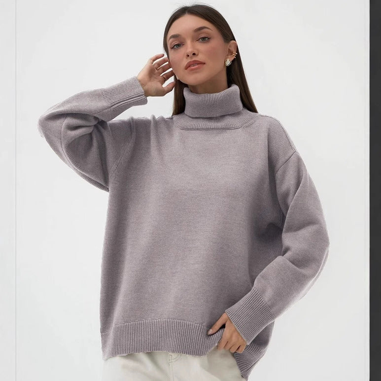 Einfarbiger Rollkragenpullover – Vielseitig & Bequem