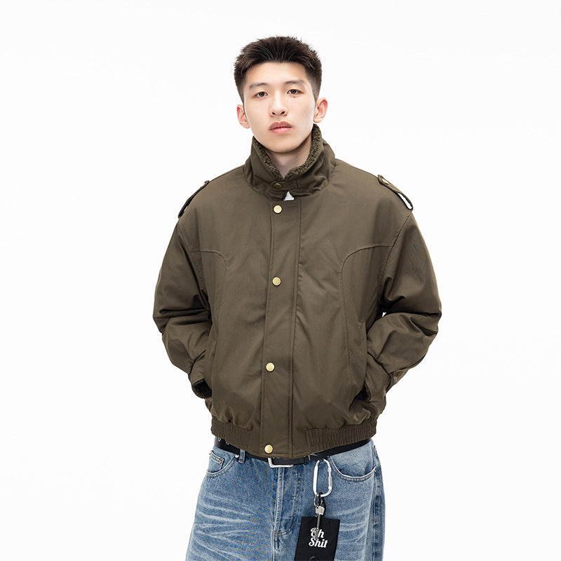 Herren Vintage Lapel Jacke Zweiteilig – Dicke Baumwolljacke Streetwear