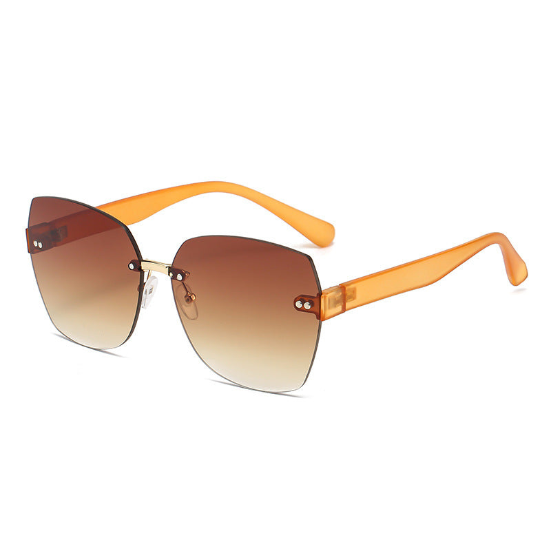 Fashion Big Frame Rice Nail Sunglasses Men And Women Tide Gradient Sunglasses Street Shot Trimming Glasses