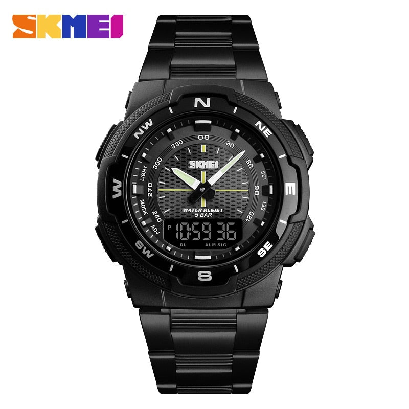 SKMEI Herren Sportuhr Quartz – Wasserdicht bis 50M mit Edelstahlarmband
