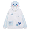 Damen Kapuzenjacke Streifen Patchwork – Stickerei Fischgrät Hoodie Jacke