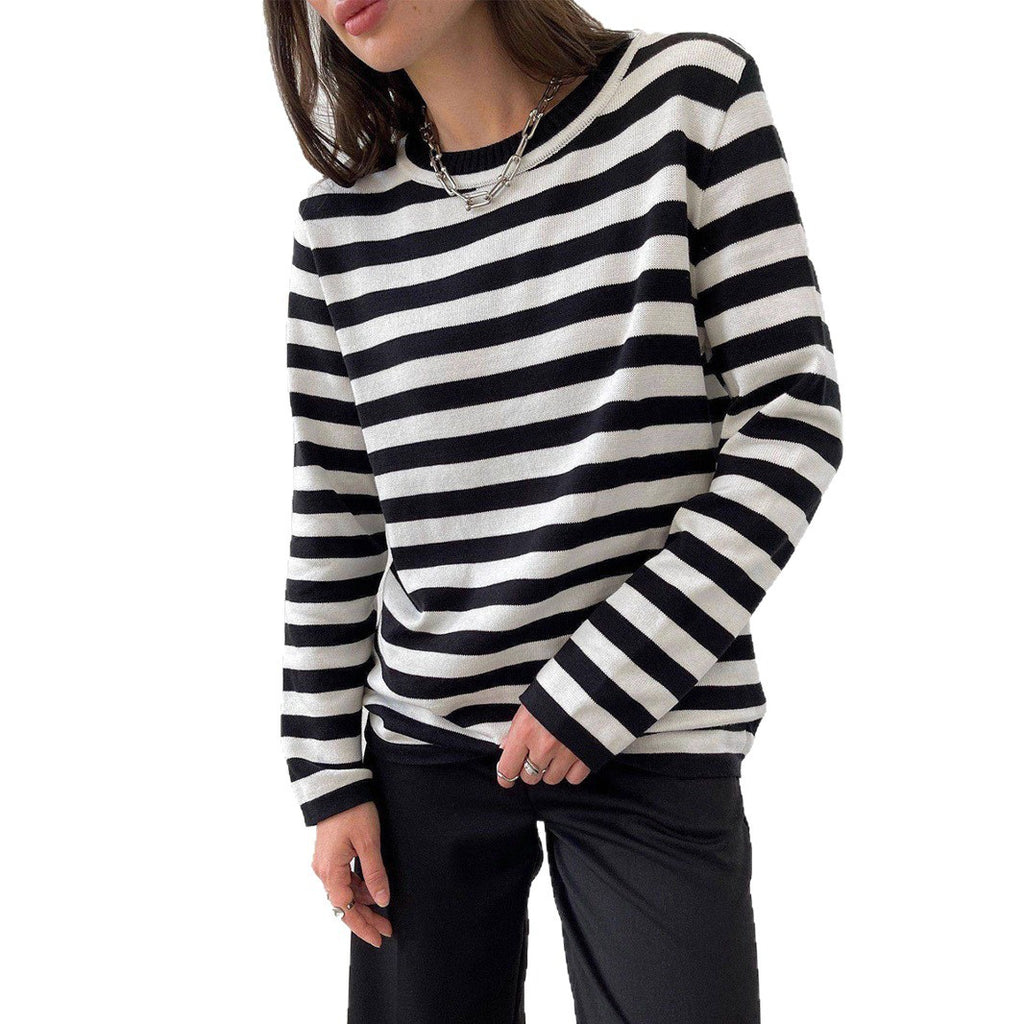 Damen Streifenpullover mit Rundhals – Locker & Casual