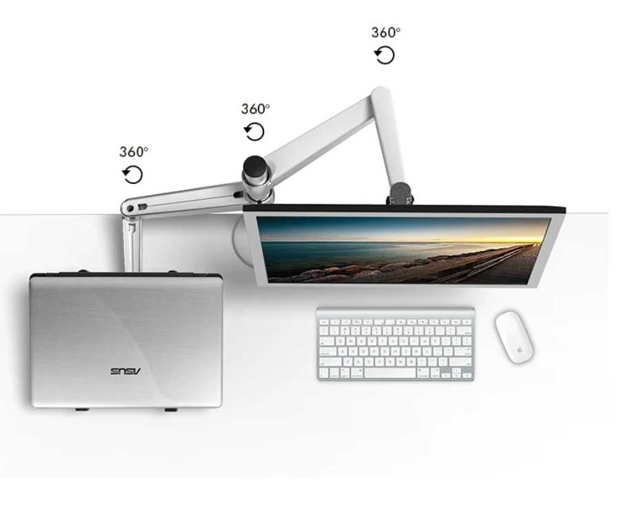 Aluminium Monitorarm & Laptop-Ständer – Doppelarm, Dual Screen