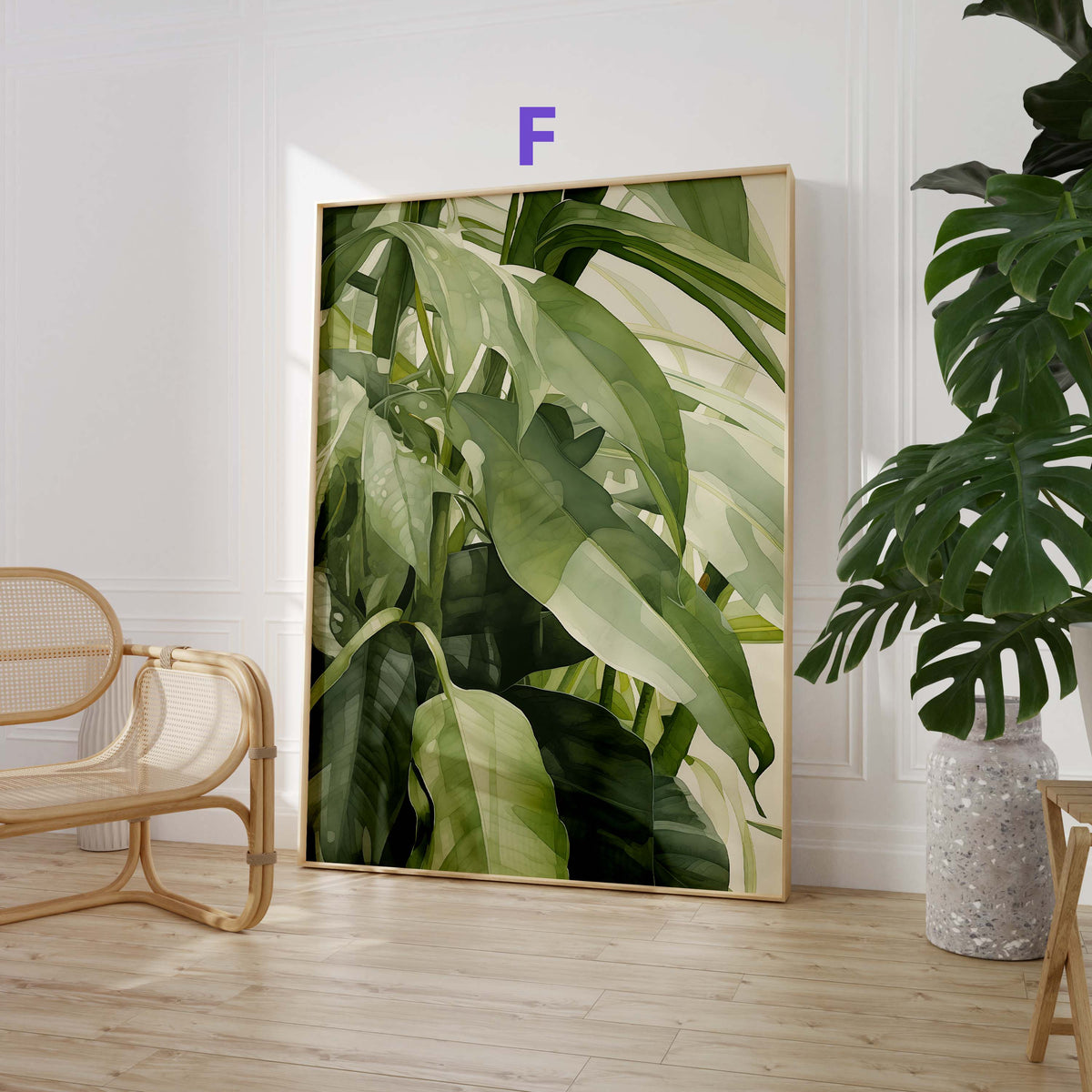 Tropische Palmen Poster · Geschenkidee · Papageien und Botanische Dschungelkunst · Wohnzimmer Dekoprint ohne Rahmen