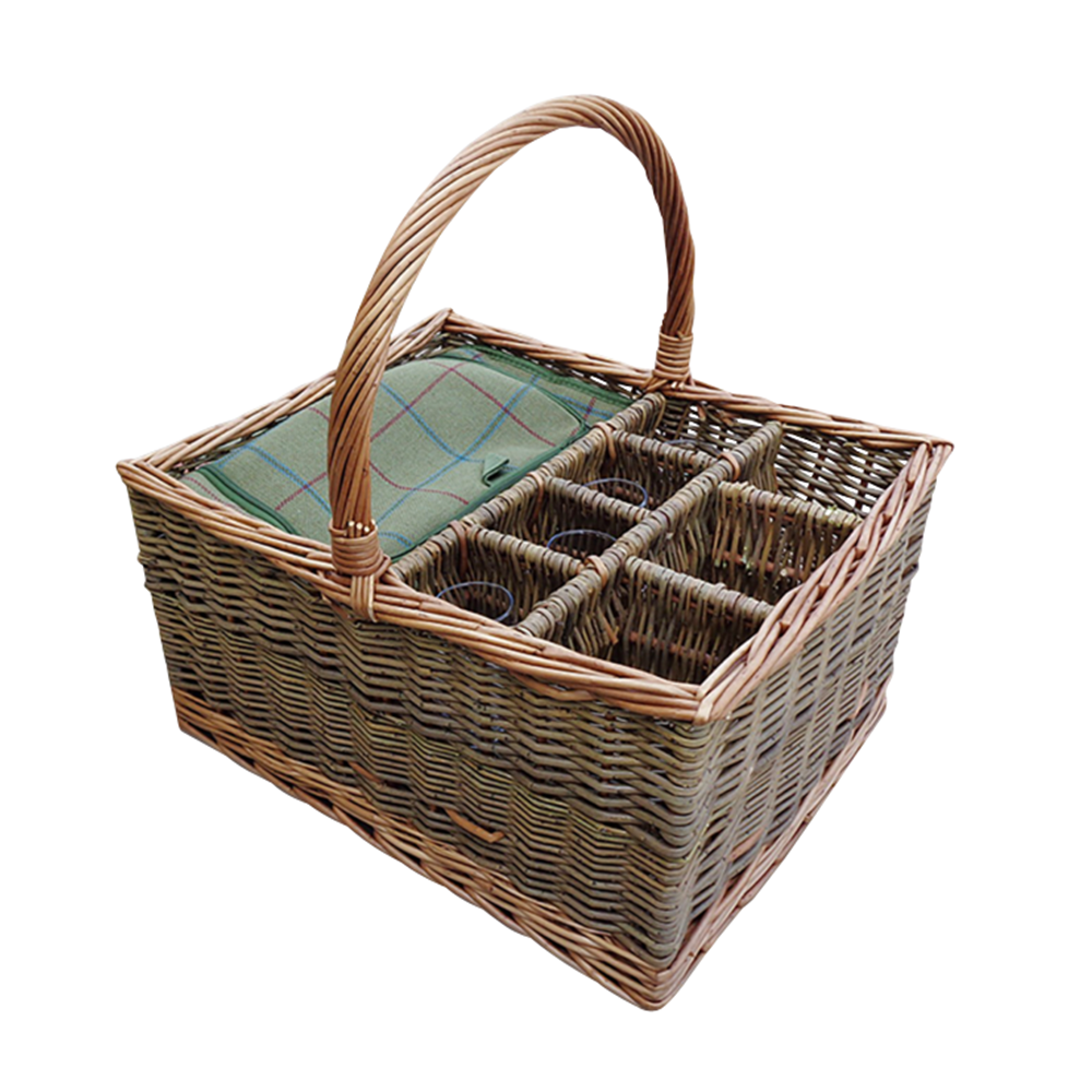 Weidenkorb-Geschenkset mit 4 Gläsern – Picknick, Party & besondere Anlässe