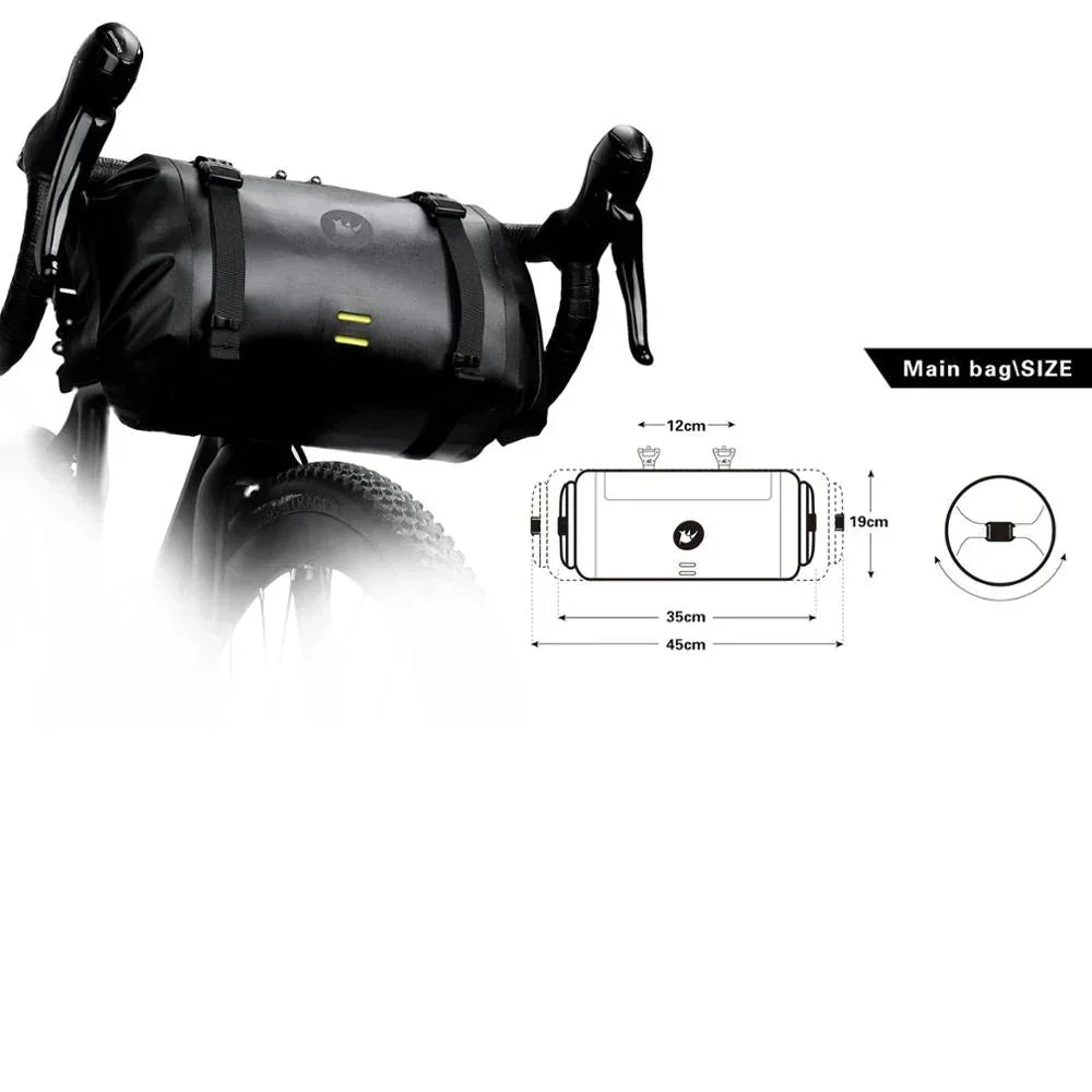 Wasserdichte Fahrrad-Lenkertasche 8L – Fronttasche Trunk Pannier in Schwarz