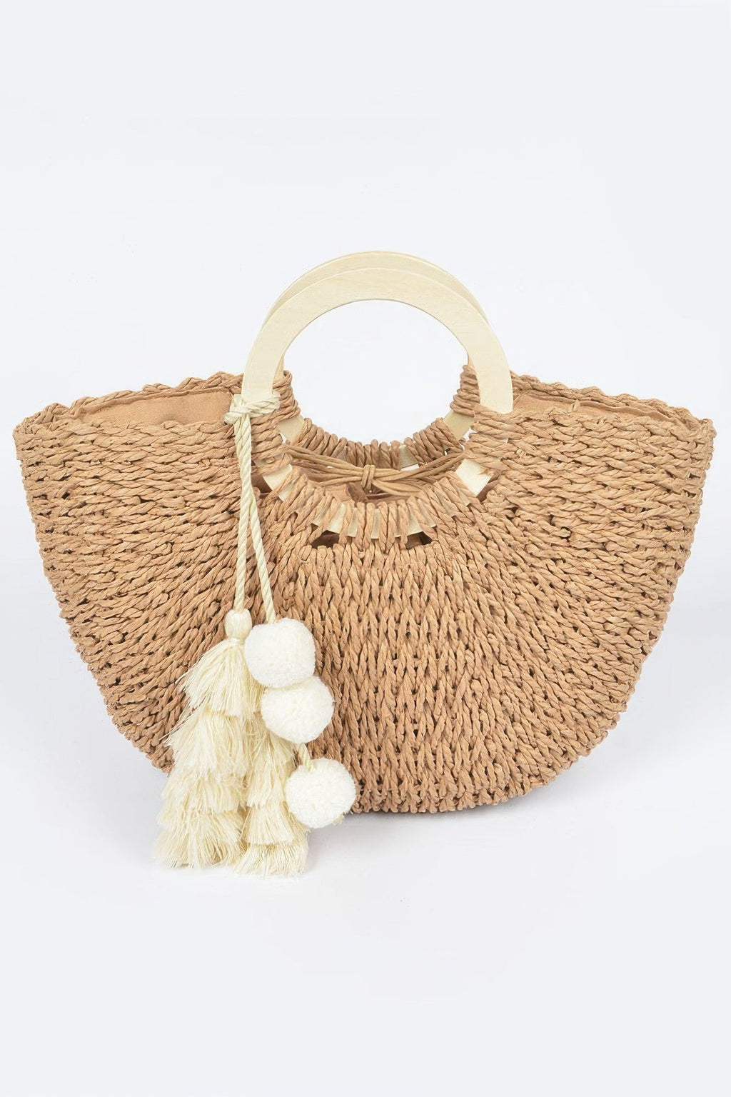Damen Handtasche DUMBO – Gewebte Tote Bag mit Holzgriffen