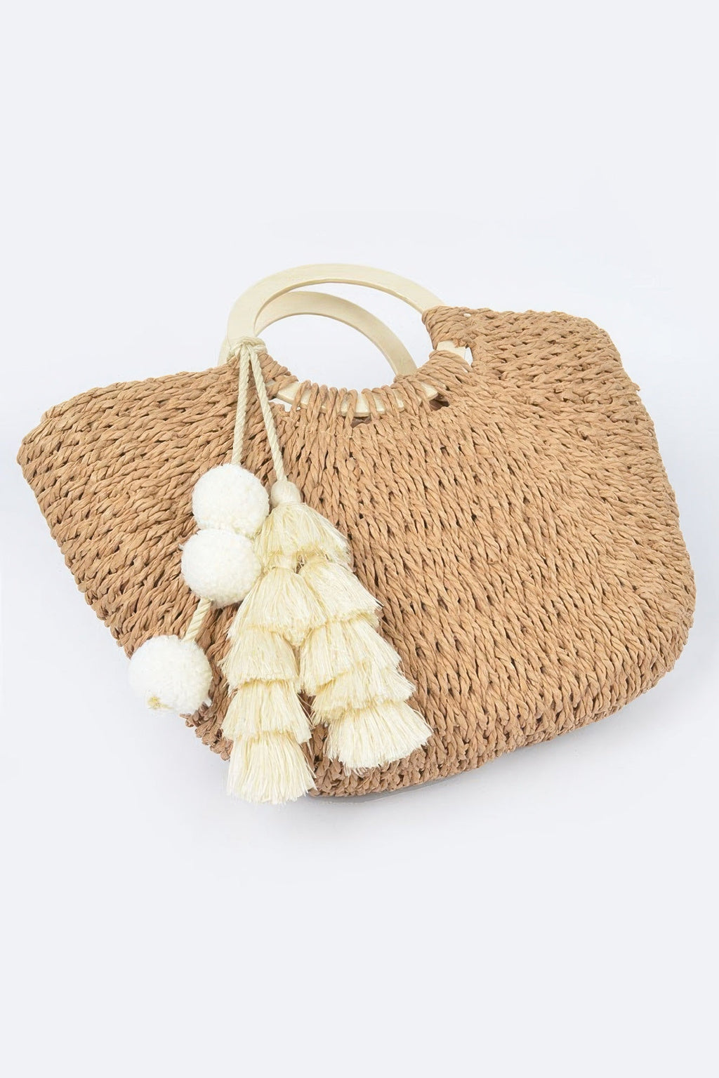 Damen Handtasche DUMBO – Gewebte Tote Bag mit Holzgriffen