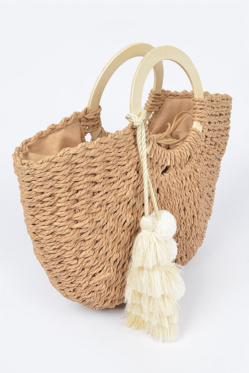 Damen Handtasche DUMBO – Gewebte Tote Bag mit Holzgriffen