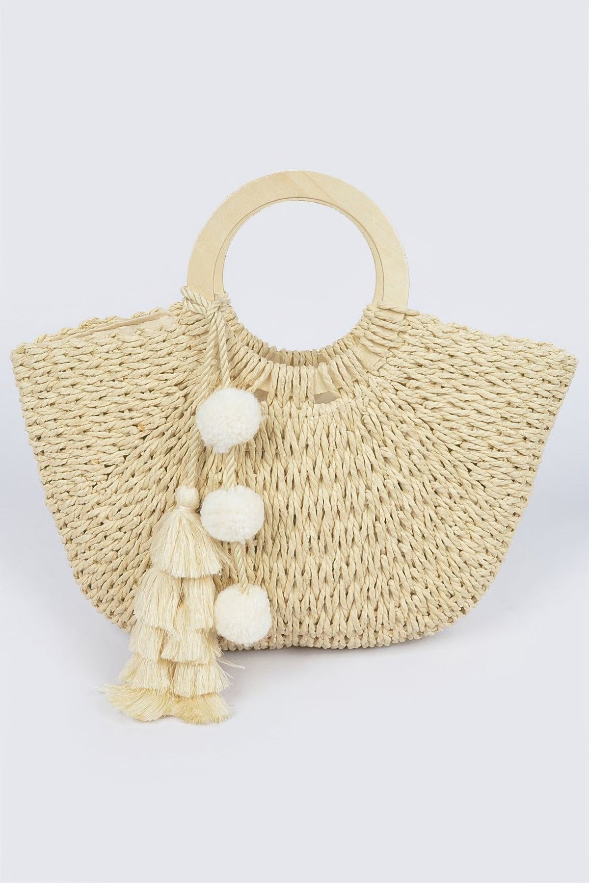 Damen Handtasche DUMBO – Gewebte Tote Bag mit Holzgriffen