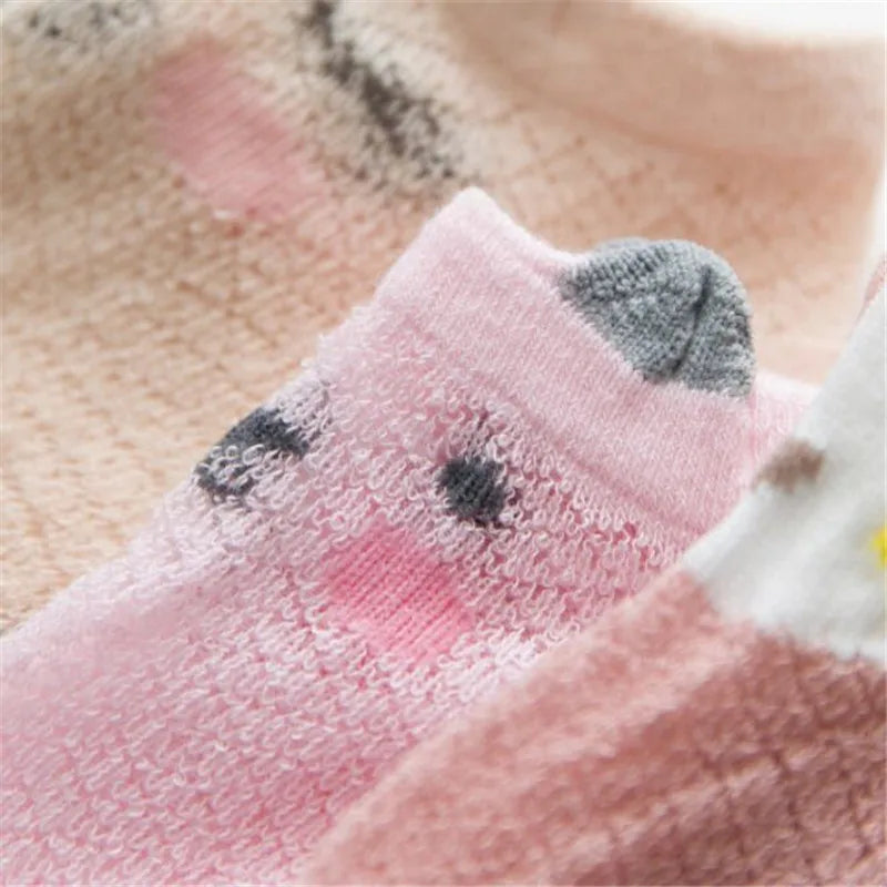 Baby Söckchen 5er-Pack – Baumwolle mit Cartoon-Motiv, Unisex (0–3 Jahre)