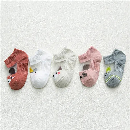 Baby Söckchen 5er-Pack – Baumwolle mit Cartoon-Motiv, Unisex (0–3 Jahre)