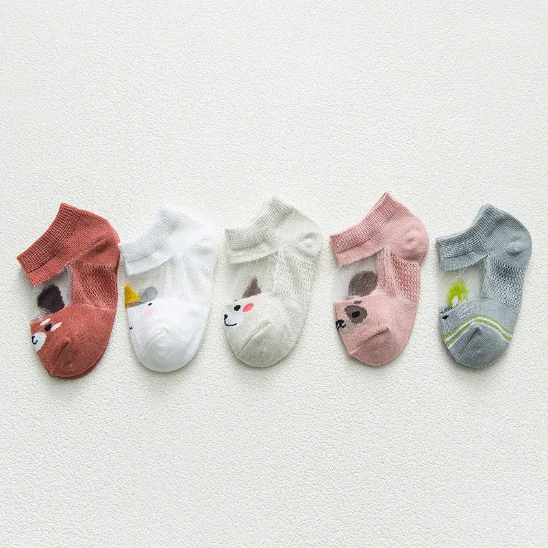 Baby Söckchen 5er-Pack – Baumwolle mit Cartoon-Motiv, Unisex (0–3 Jahre)