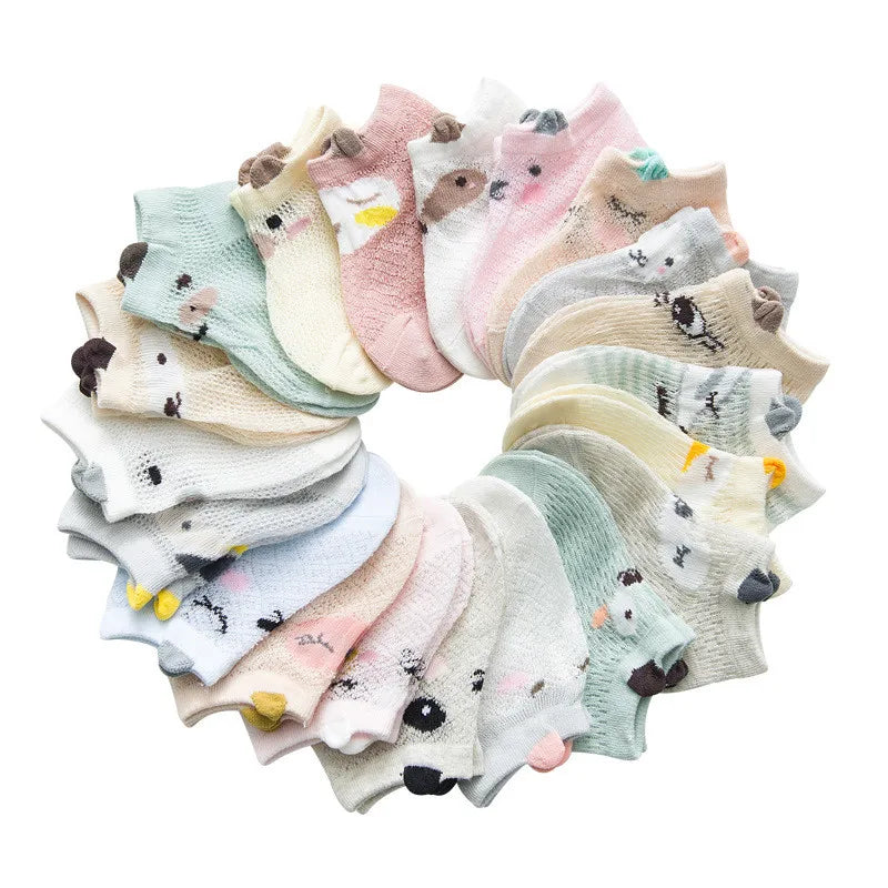 Baby Söckchen 5er-Pack – Baumwolle mit Cartoon-Motiv, Unisex (0–3 Jahre)