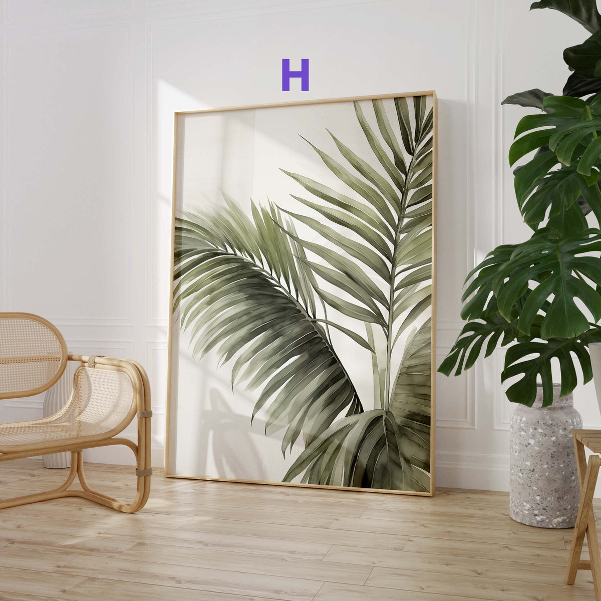Tropische Palmen Poster · Geschenkidee · Papageien und Botanische Dschungelkunst · Wohnzimmer Dekoprint ohne Rahmen