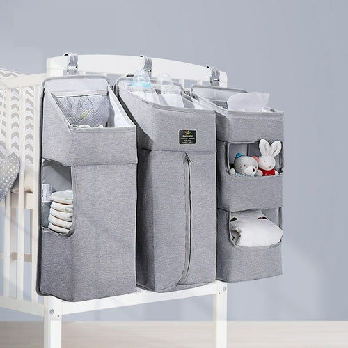 Baby Windel-Organizer 3-in-1 – Bettseiten-Caddy mit Fächern für Krippe & Wickeltisch