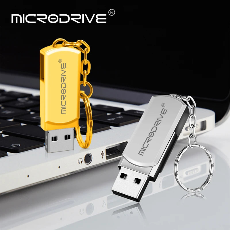 Metall USB-Stick 4–128GB – Wasserdicht, Silber & Gold, USB 2.0, mit Schlüsselring