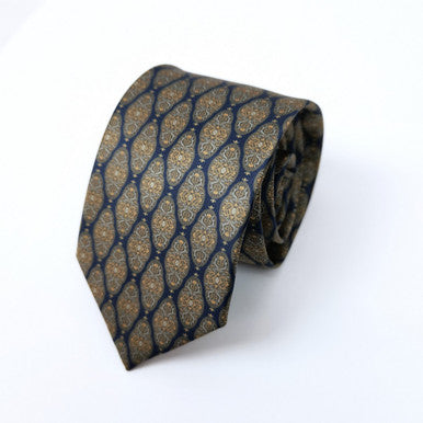 Krawatte Navy-Braun Geometrisch