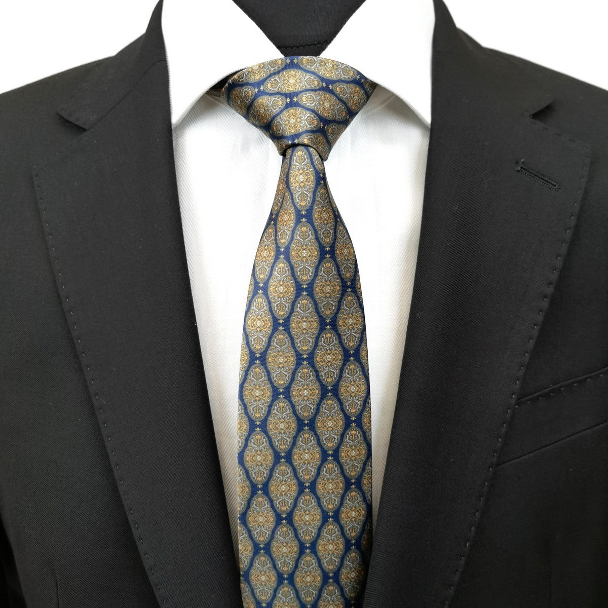 Krawatte Navy-Braun Geometrisch