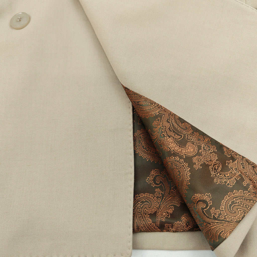 Beige Doppelreiher Slim Fit Anzug – Wolle & Elasthan, Größen 36–50