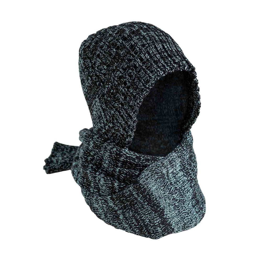 Gestrickter Mützen-Schal Schwarz-Blau