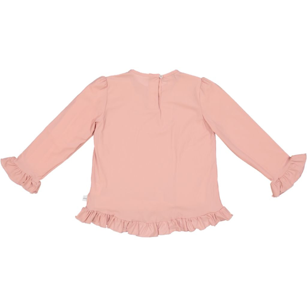 Kinder UV-Langarmshirt mit Knöpfen am Kragen – Pink (UPF 50)