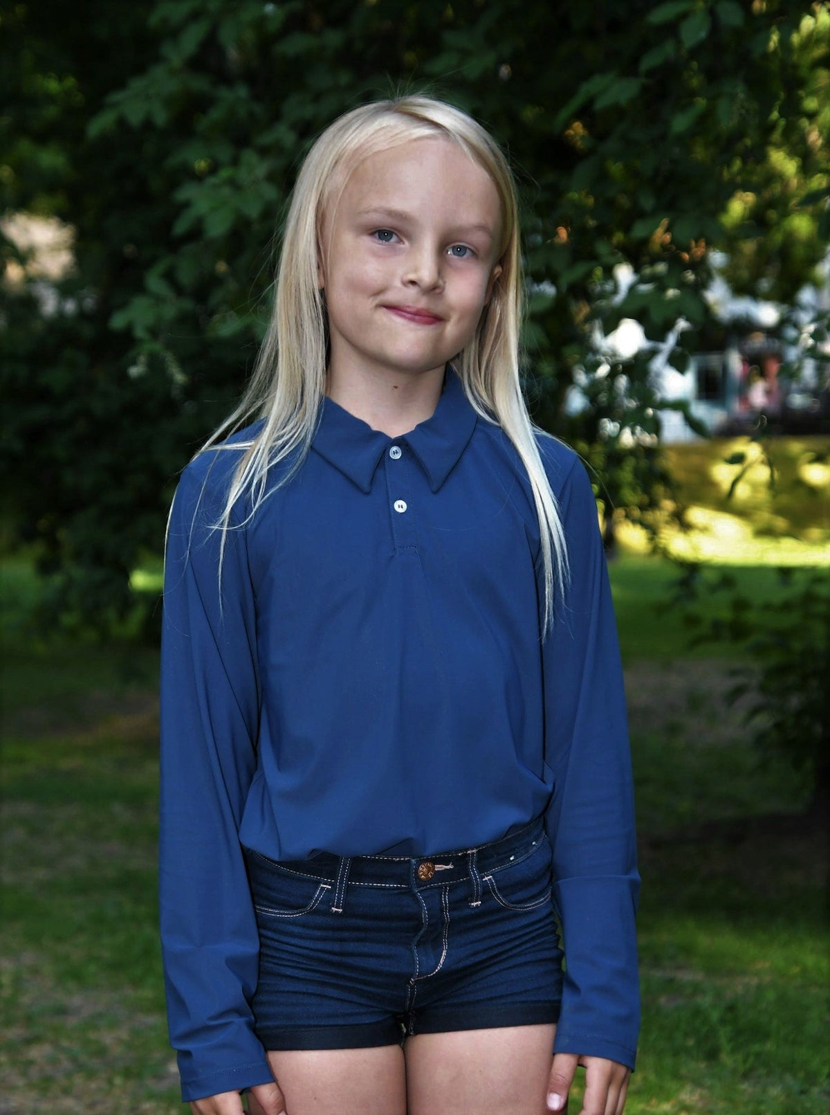 Kinder UV-Poloshirt mit Langarm und weichem Kragen – Junior (UPF 50)