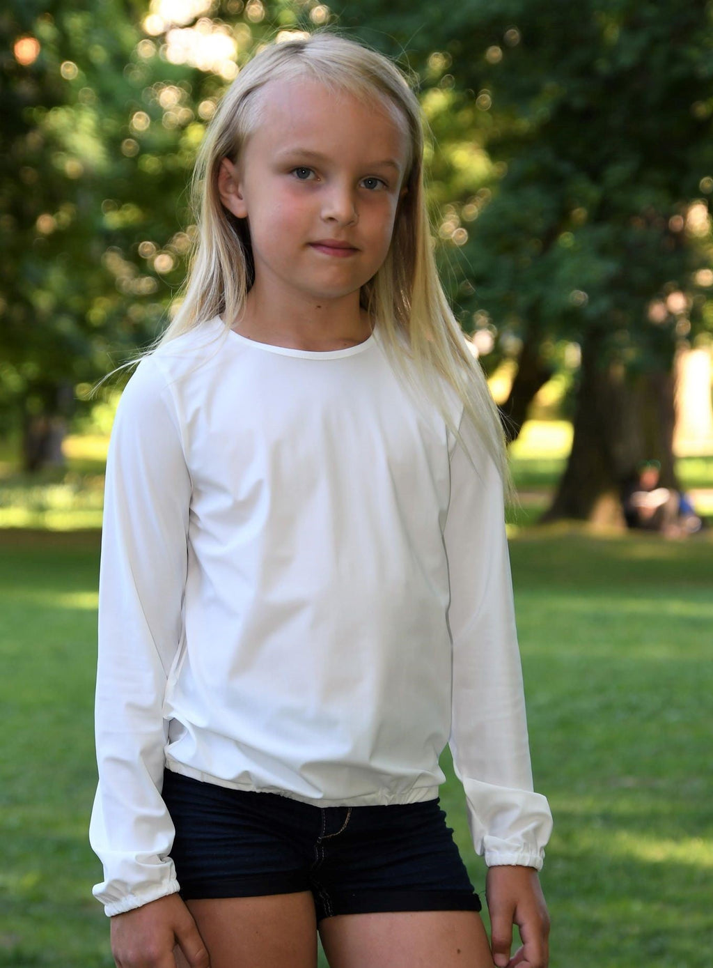 Kinder UV-Langarmshirt mit Knöpfen und Taillenbund – Biarritz Junior (UPF 50)