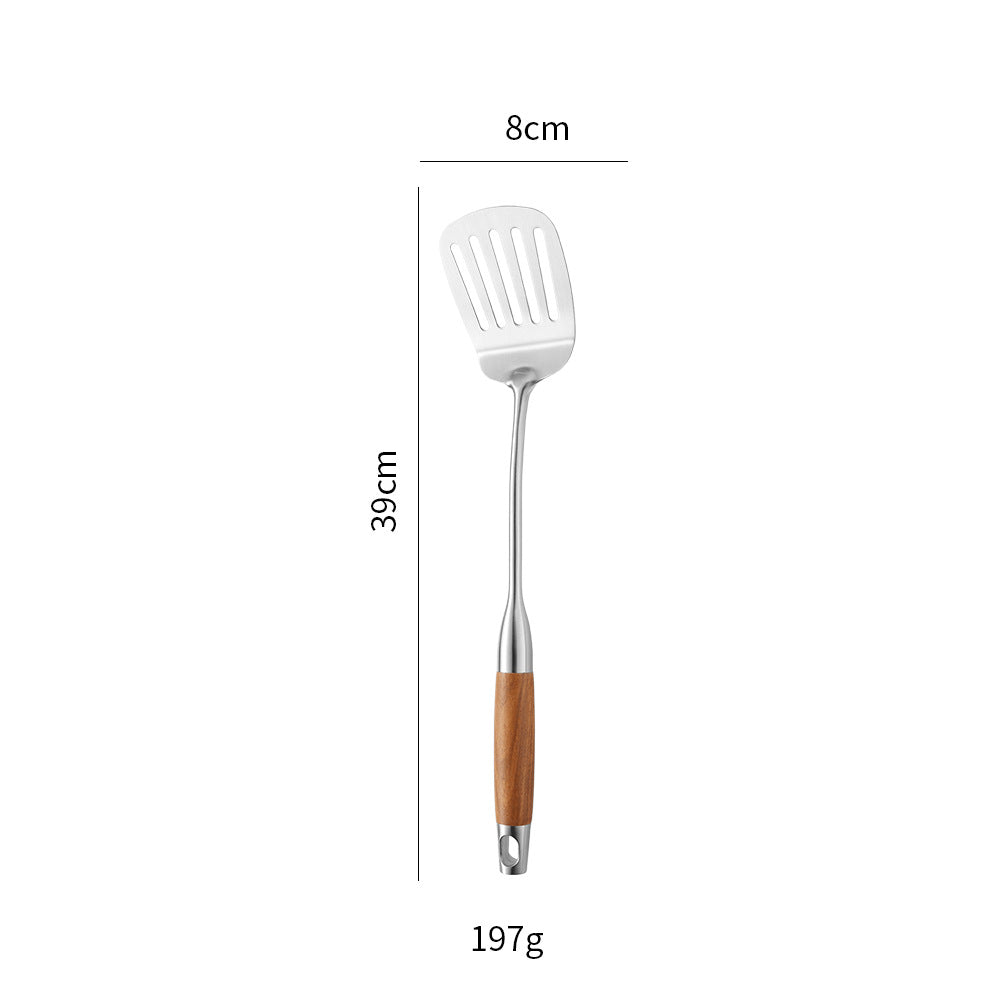 Edelstahl-Küchenwender mit Rosenholzgriff – 316/304 Edelstahl Pfannenwender, Löffel & Sieb-Set