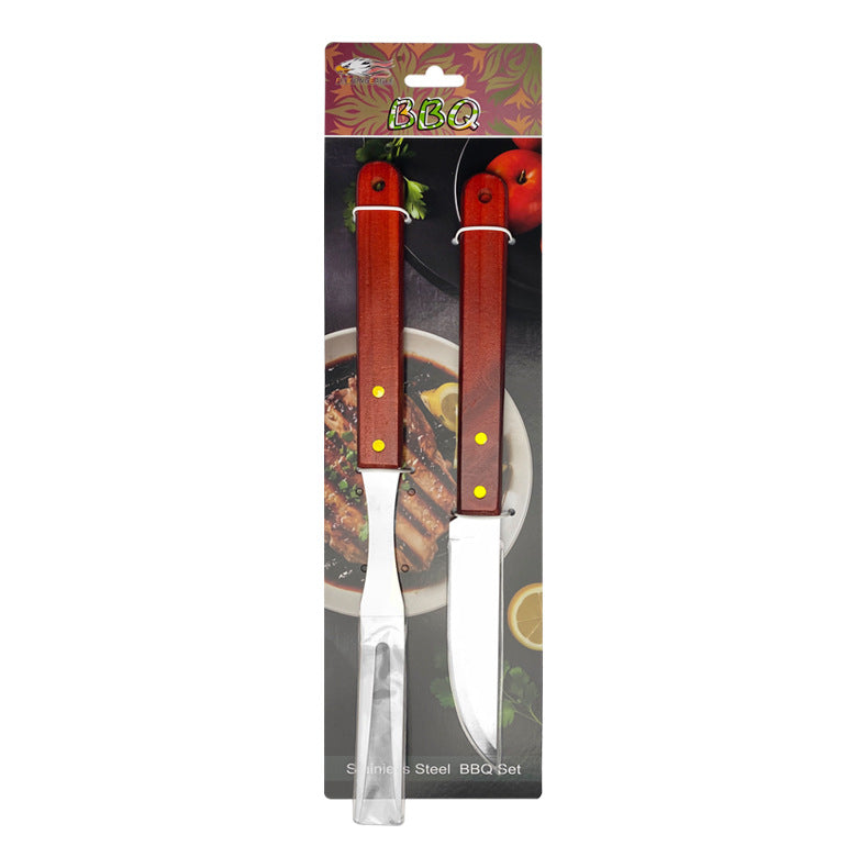 BBQ-Grillset aus Edelstahl mit Holzgriff – Outdoor Camping Grillzubehör mit Tragetasche